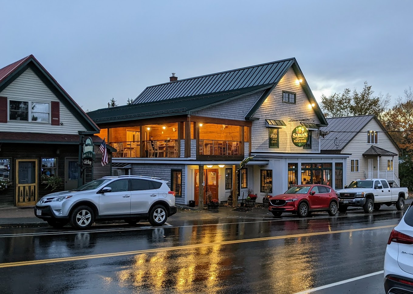 Sarge's Pub & Grub as seen from Main Street in Rangeley