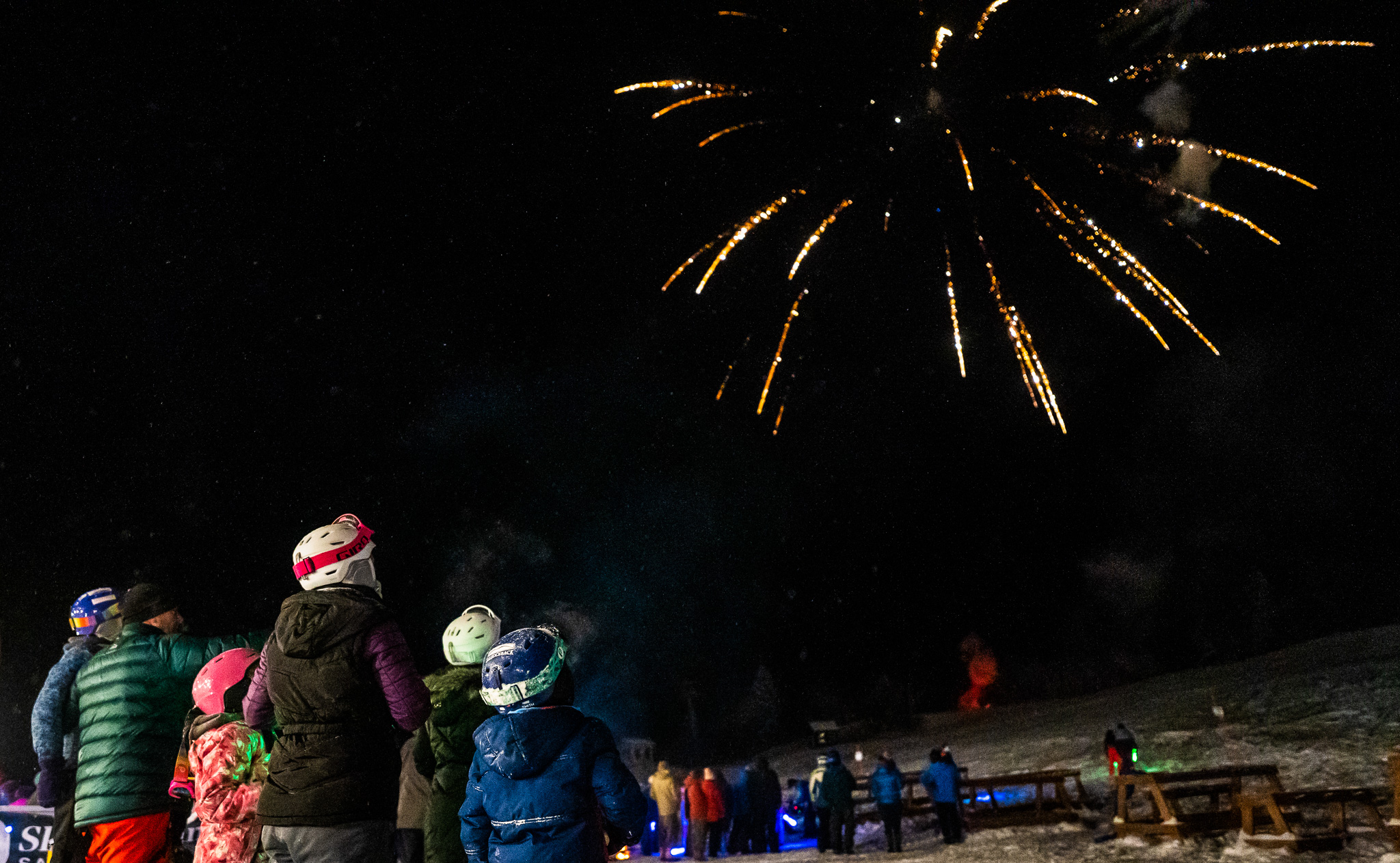 Family watching fireworks