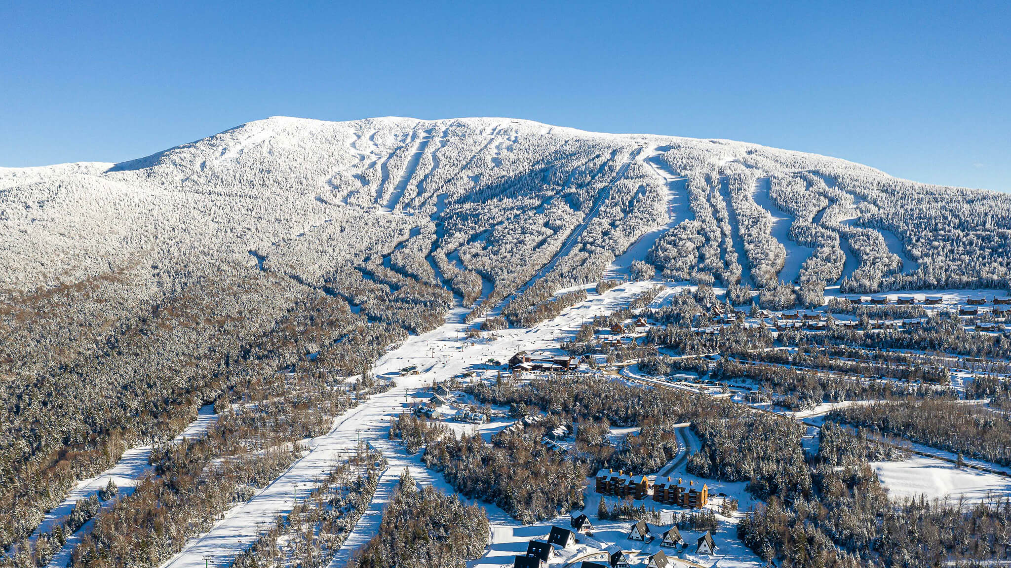 Sunny aerial of Saddleback Mountain 2.3.24