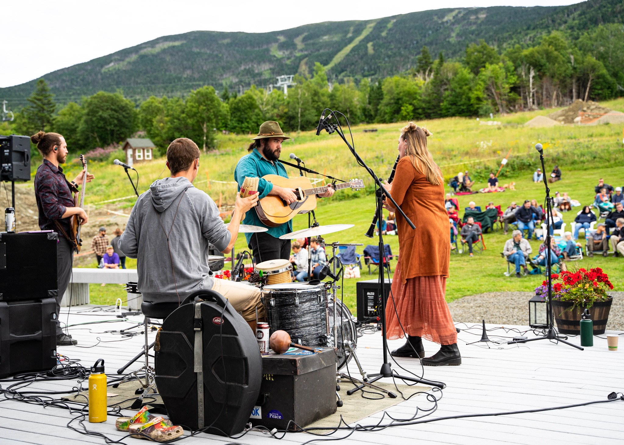 Golden Oak playing music on the deck at Saddleback