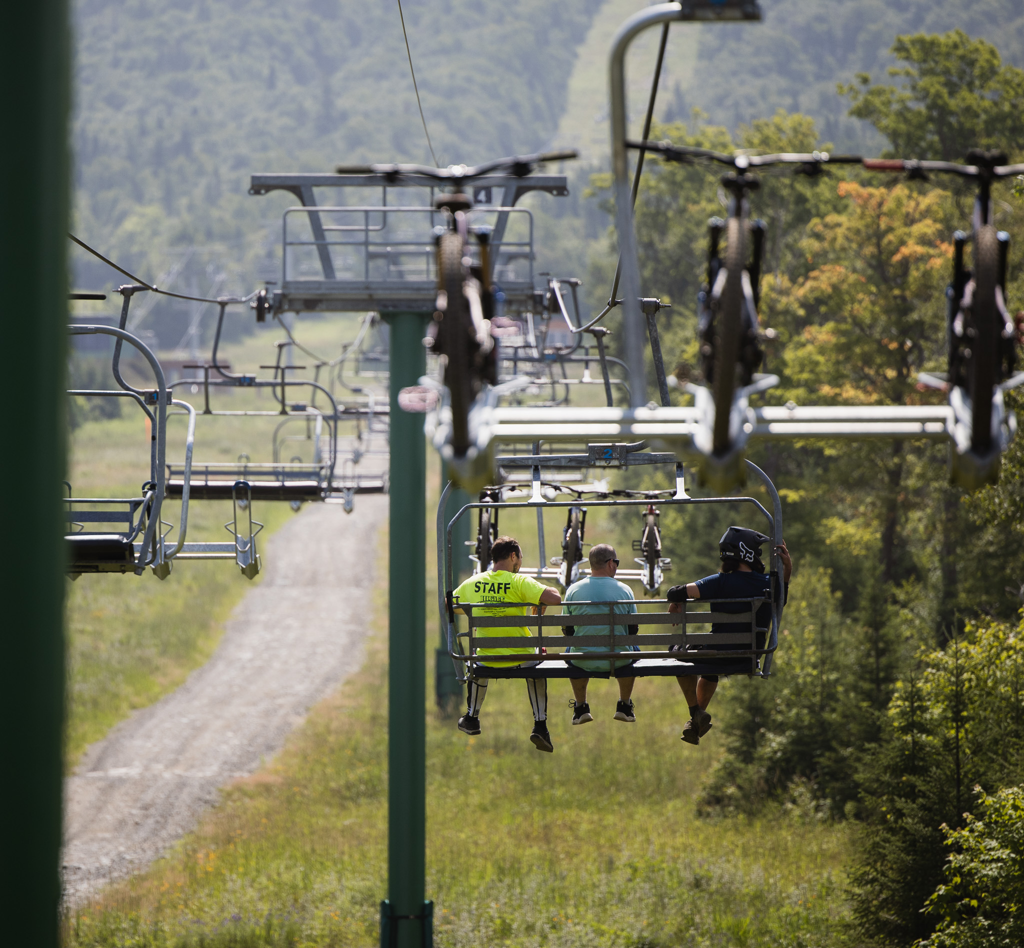 Mountain bike riders on the South Branch Quad